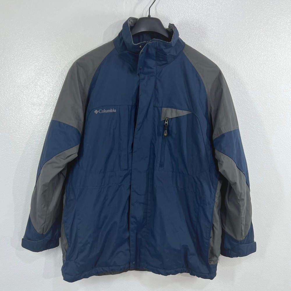Columbia XM 5897 Men's Large Blue Insulated Full-Zip Ski Winter Jacket Blue/Gray